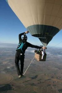 skydivers tightrope