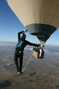 skydivers tightrope