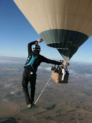 skydivers tightrope