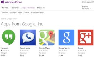 Microsoft Removes Fake Google Apps from Windows Phone Store