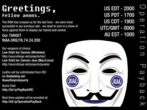 anonymous group attacks riaa