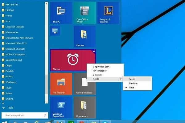 Customize Windows 10 Start Menu