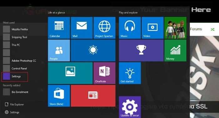 Windows Insider menu