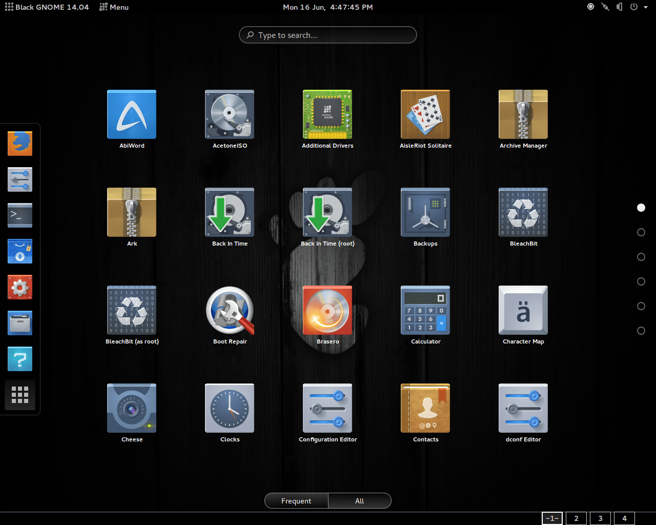 Black GNOME Linux 16.04