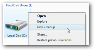 disk cleanup to right click menu