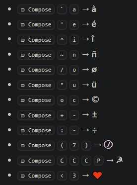 wincompose key combinations