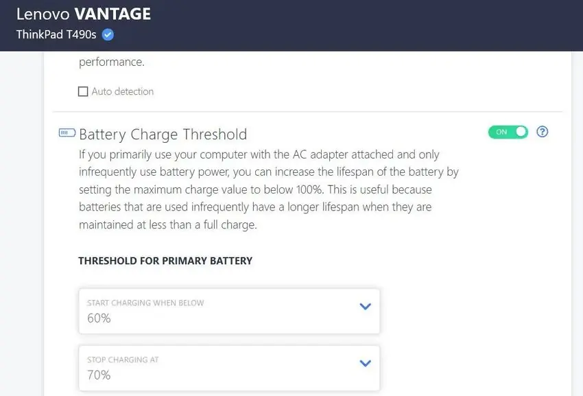 lenovo vantage battery threshold