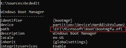 bcdedit windows boot manager bootmgfw efi