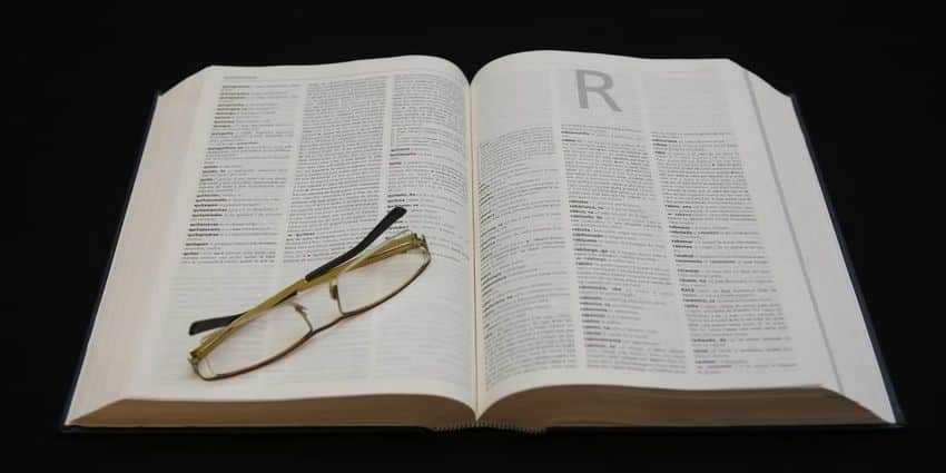 dictionary book glass