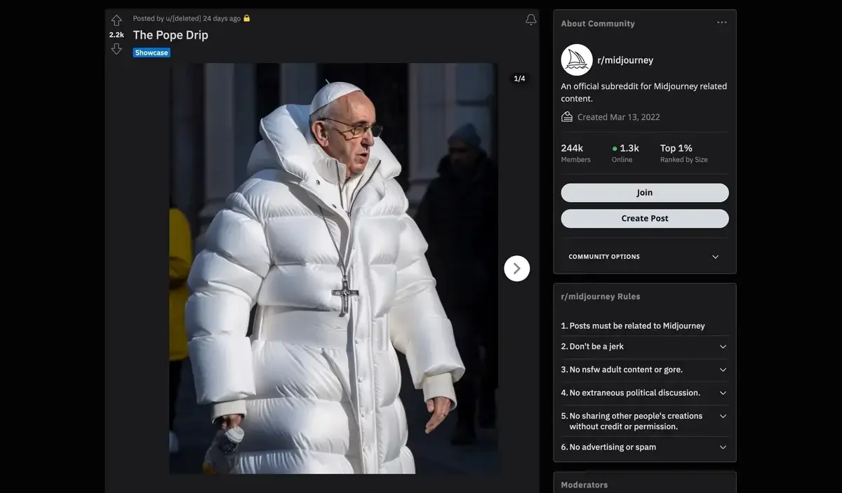 ai deepfake pope francis puffer jacket