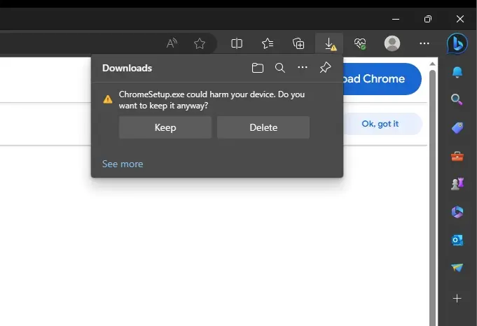 chromesetup flagged harmful by edge