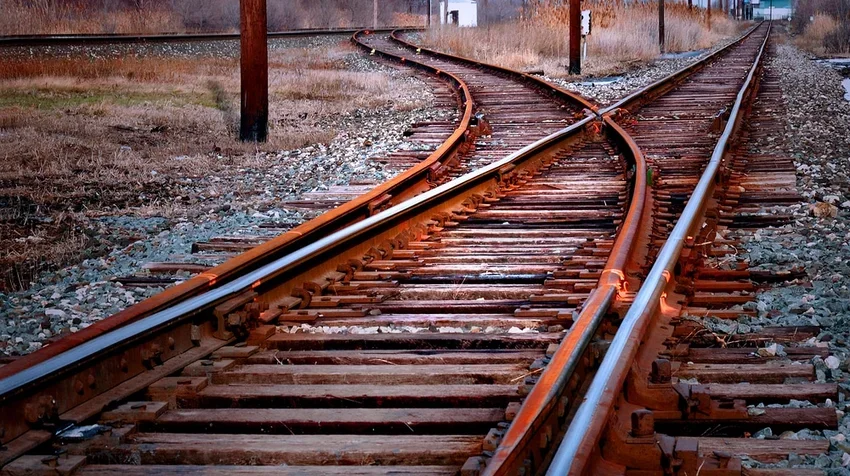 steel railway train rail fork