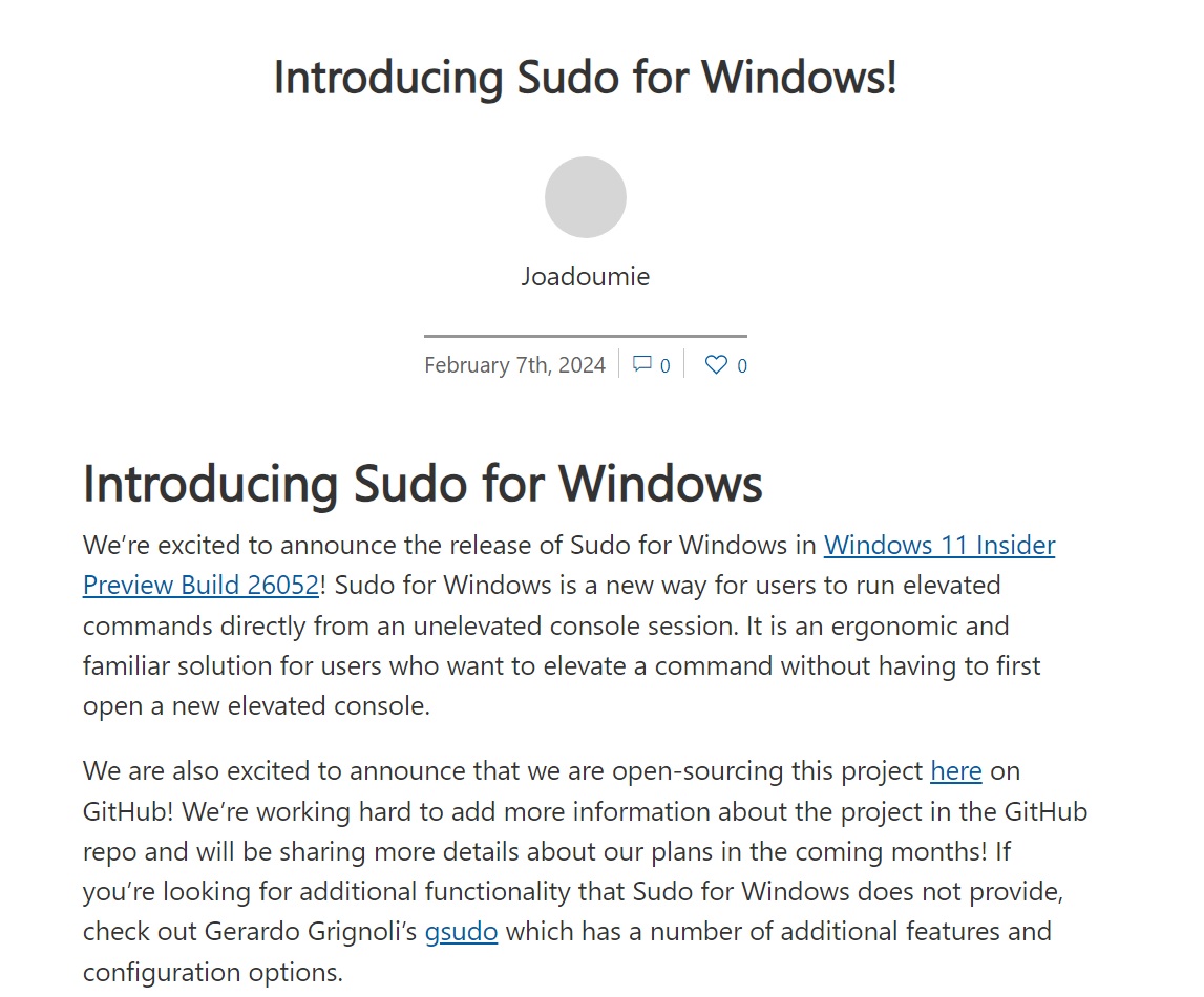 sudo for windows cached