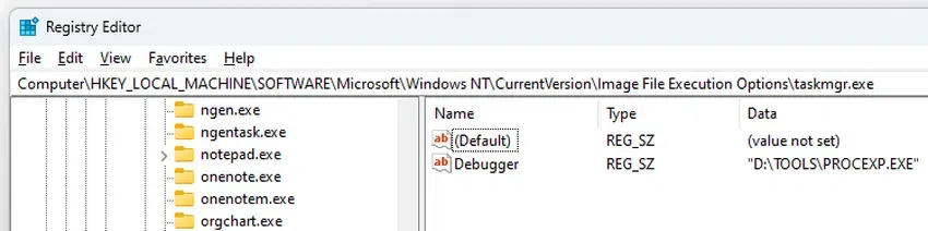 procexp replace taskmgr registry
