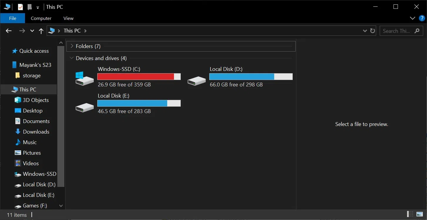 file explorer android storage shortcuut